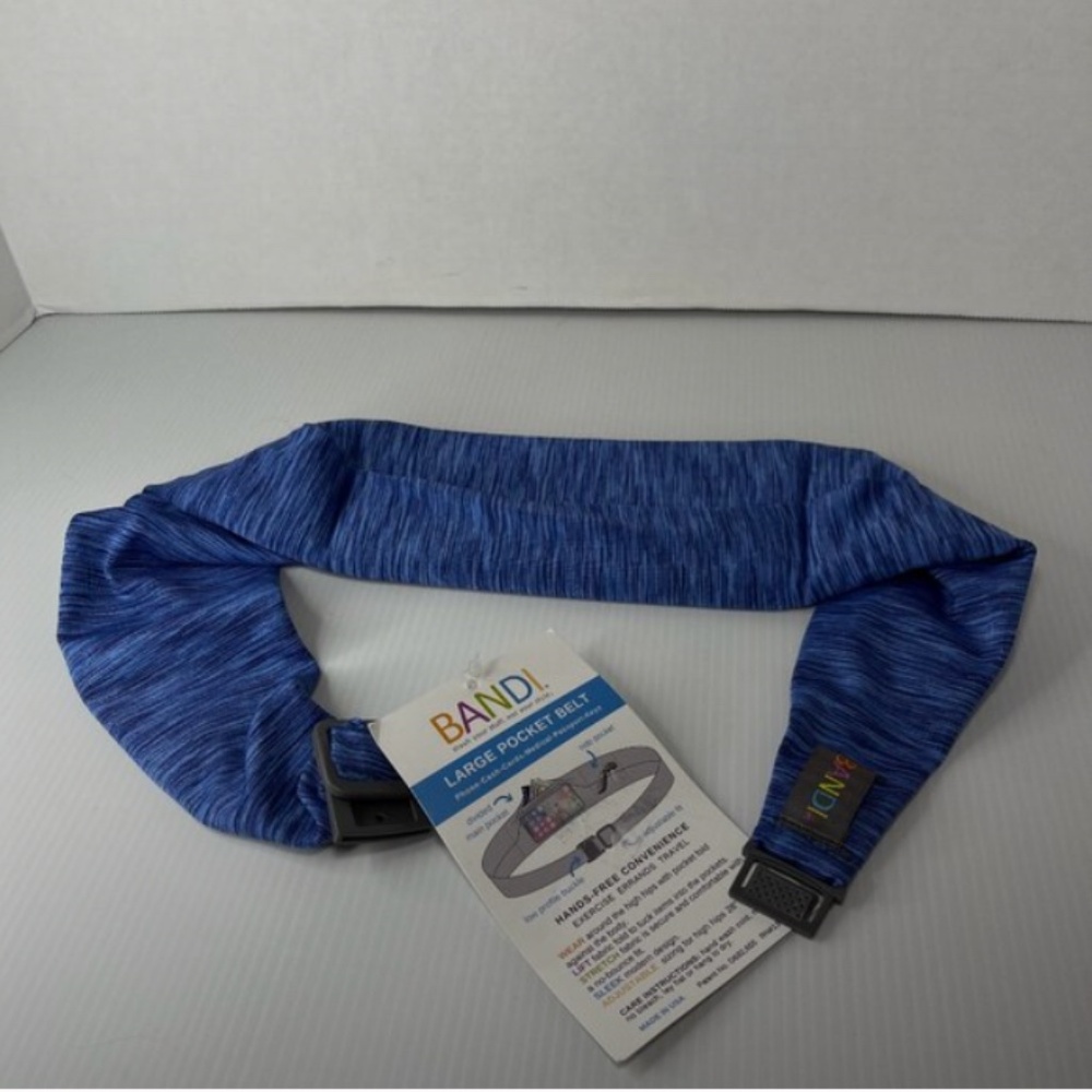 Bandi Wear Blue Heathered Pattern Pocketed Belt New with Tags Large